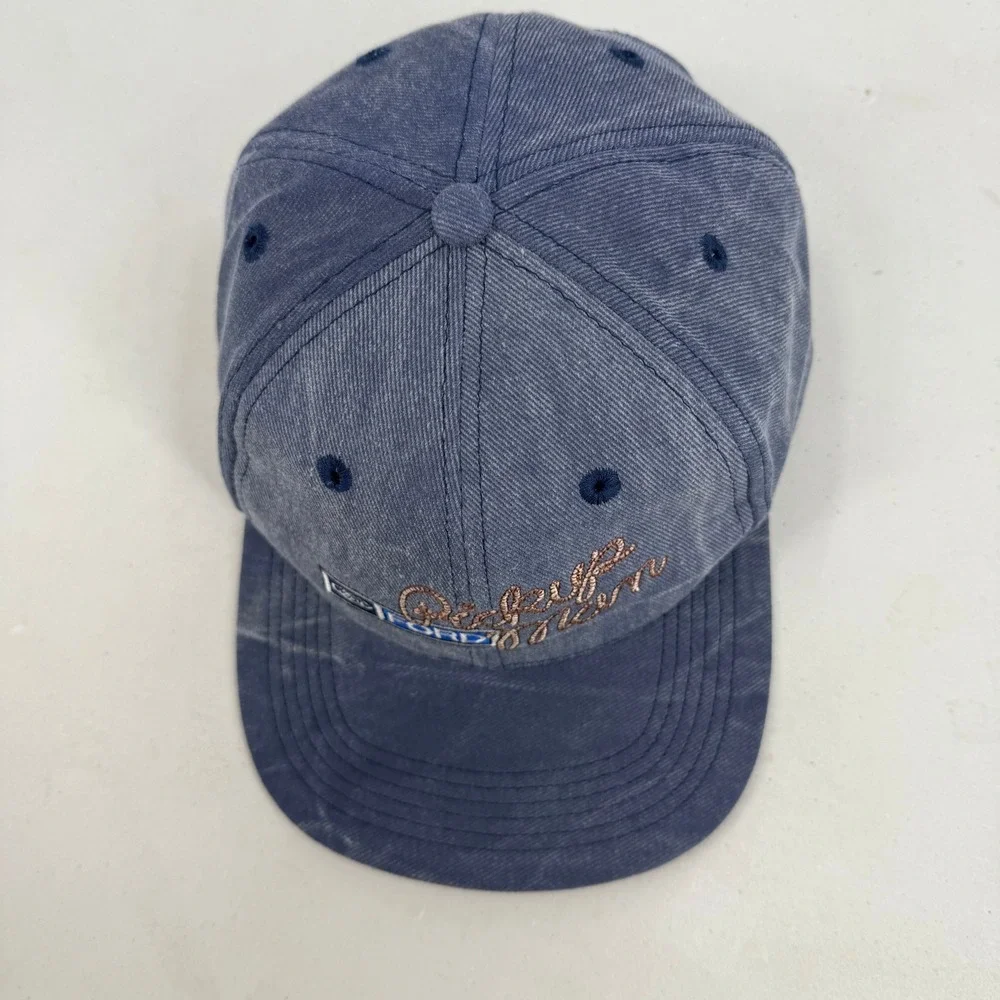 Ford Pickup Man Hat Mens‎ OSFM Blue Faded Embroidered Snapback Cap Made in USA